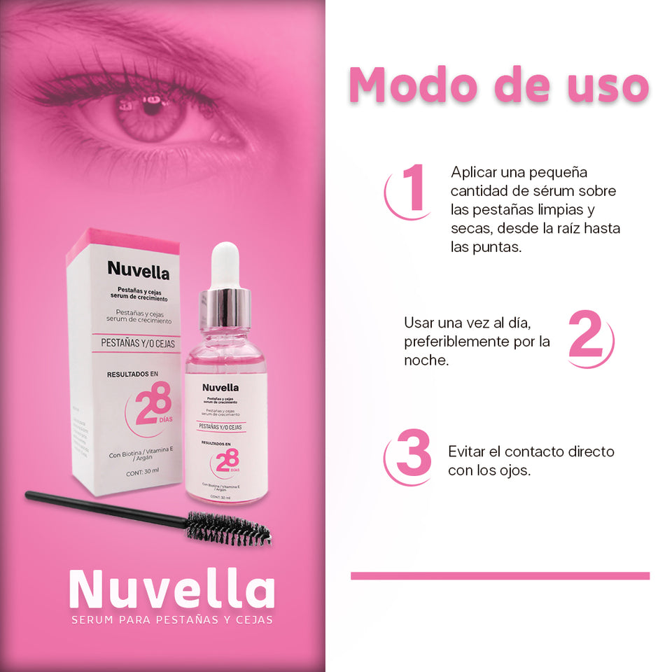 🌸 Nuvella – Sérum de Crecimiento para Pestañas y Cejas